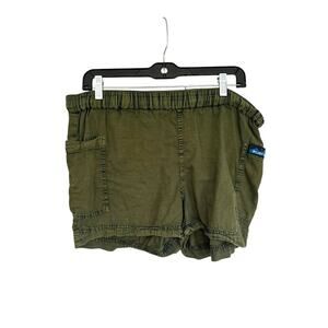 Kavu Taos Military Green Shorts Elastic 3" Size M Outdoor Cotton Pull On Hiking